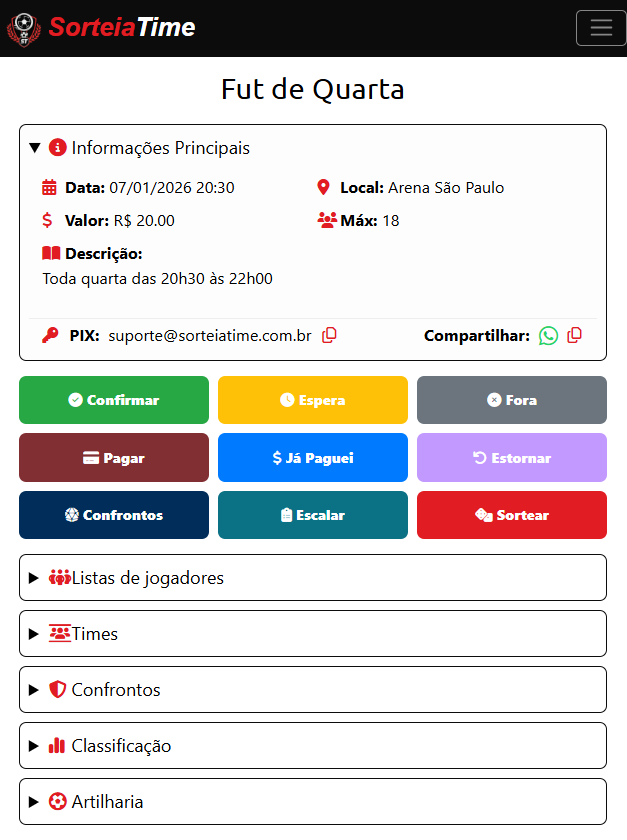 Painel de Controle de Partida